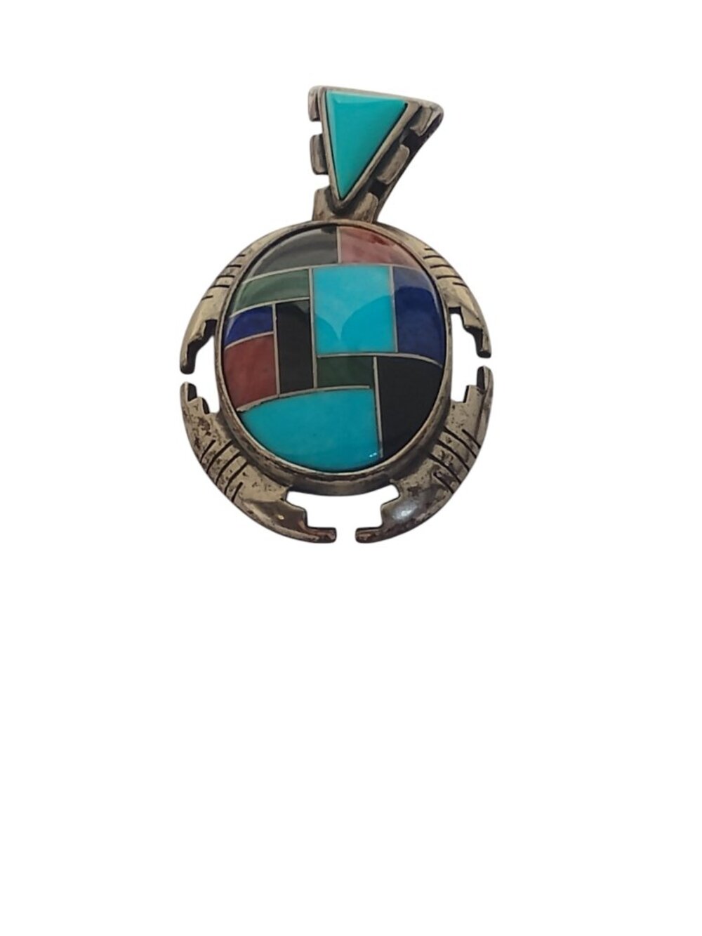Carolyn Pollack Sterling Silver 925 Turquoise Inlay Pendant Charm Vintage